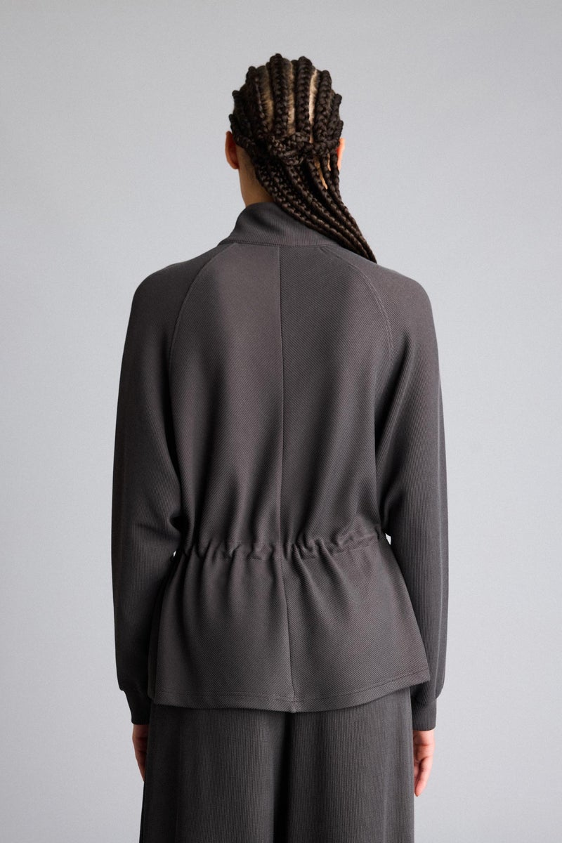 DeFacto Grey Woman Standard Fit Stand Collar Modal Zip-Up Sweatshirt Casual - Image 5